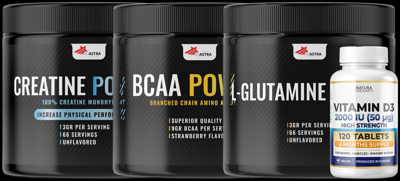 Creatine + BCAA + L-Glutamine + D3