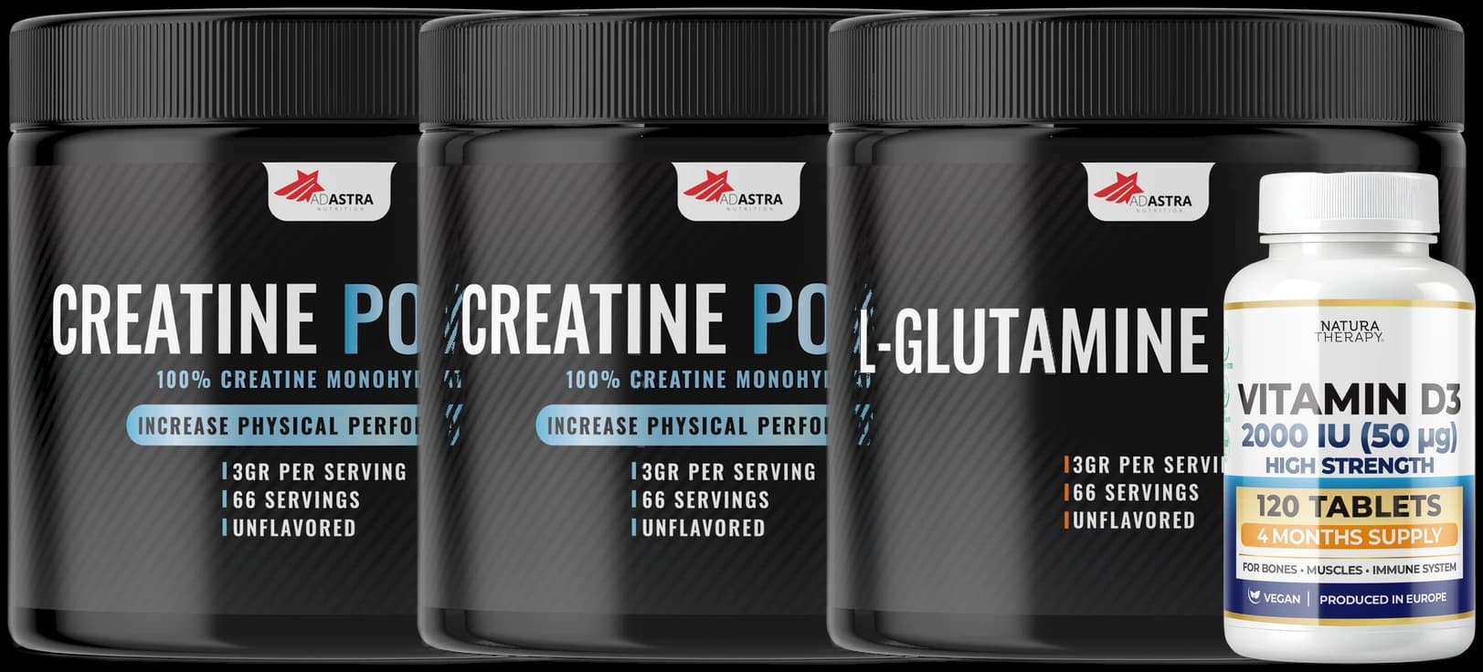 2x Creatine + L-Glutamine + D3