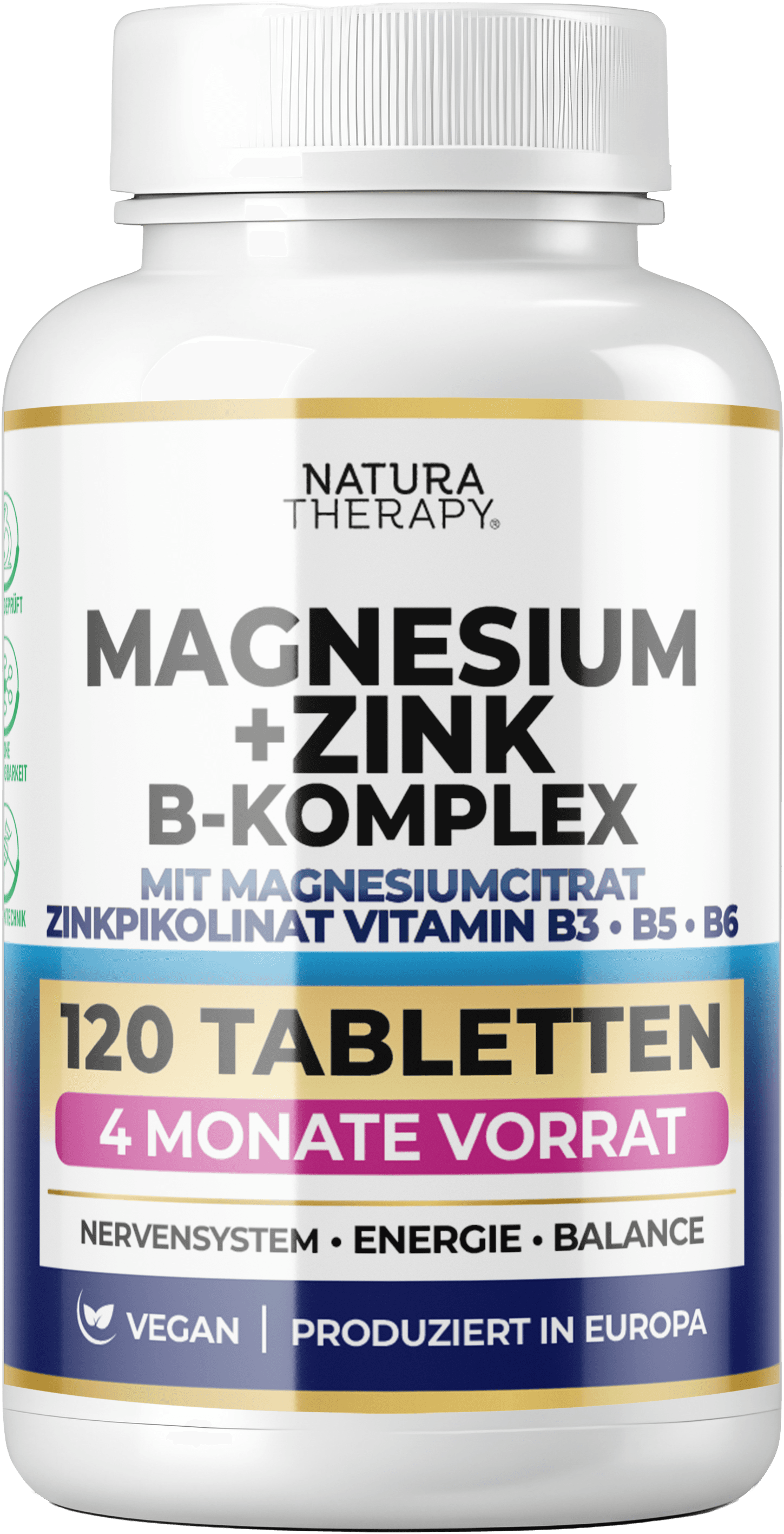 Magnesium + Zinc + B-Complex — 120 таблети – Magnesium | NaturaTherapy – природни додатоци во исхраната
