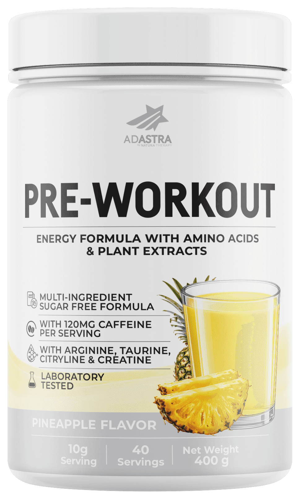 PRE-WORKOUT 400 г — AdAstra ананас, 120 mg кофеин