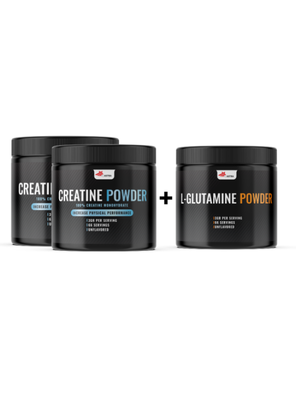 2x CREATINE MONOHYDRATE + FREE L-GLUTAMINE 