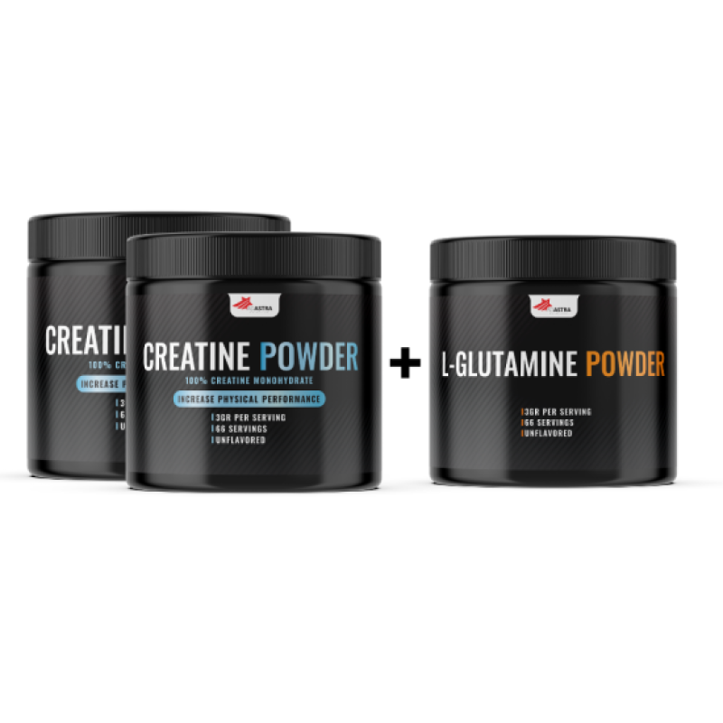 2x CREATINE MONOHYDRATE + FREE L-GLUTAMINE