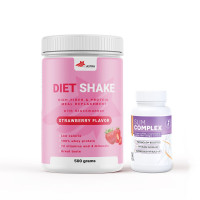 Diet Shake со вкус на јагода +Slim Complex гратис - заменски оброк за регулирање на тежината 