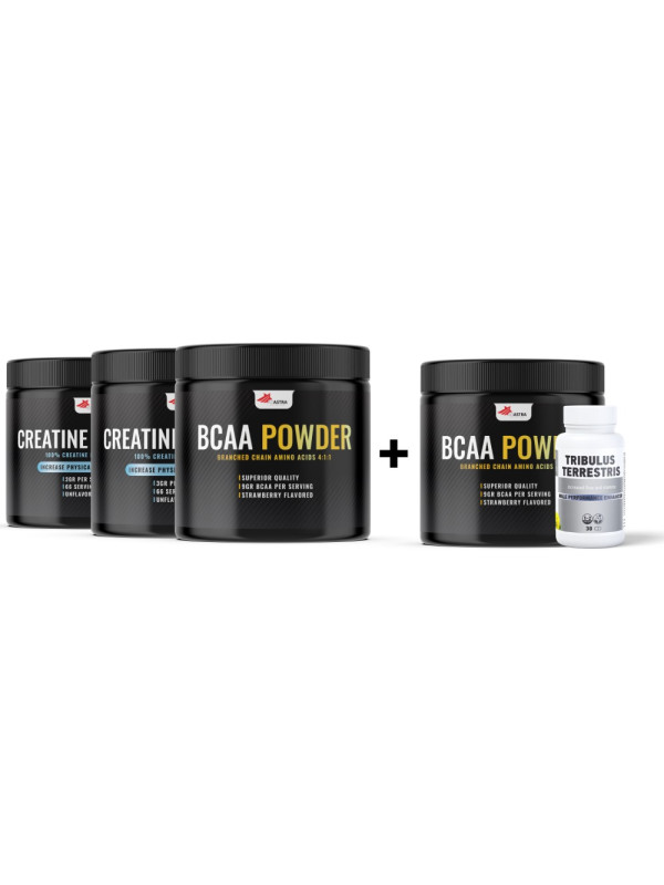 2x CREATINE MONOHYDRATE + BCAA + gift BCAA + Tribulus Terrestris