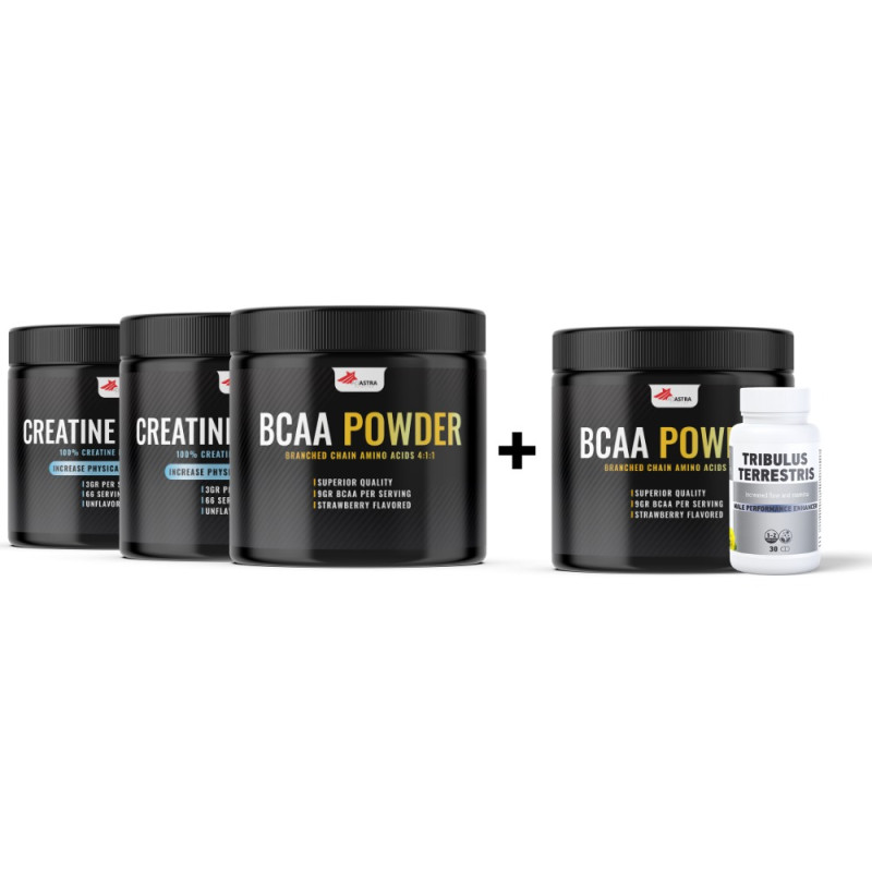 2x CREATINE MONOHYDRATE + BCAA + gift BCAA + Tribulus Terrestris 