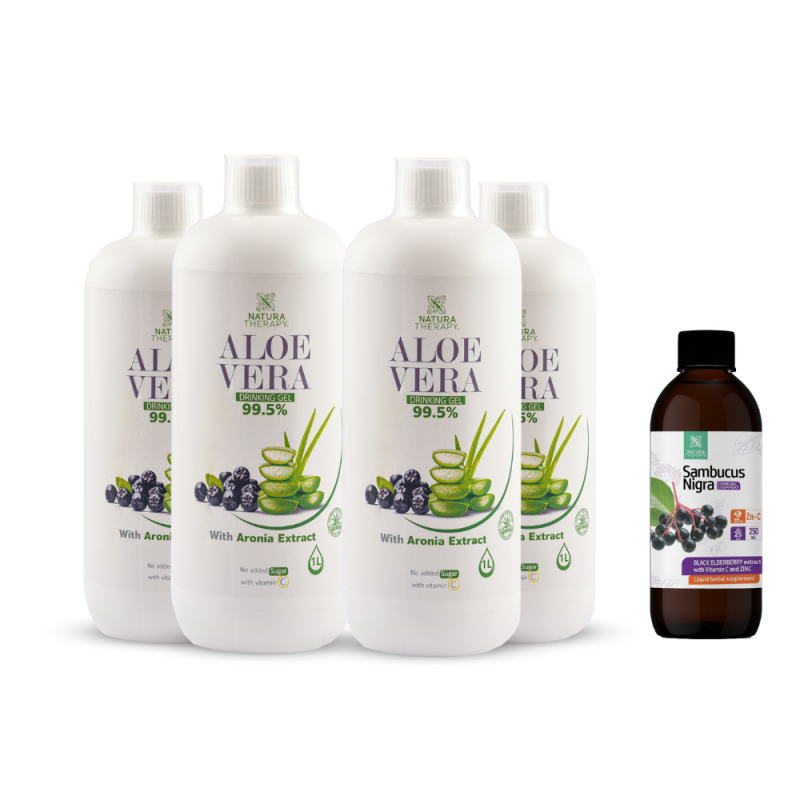 Aloe Vera со Aronija (2+2) + подарок Sambucus Nigra - за заштита на дигестивниот систем Aloe Vera со Aronija (2+2) + подарок Sambucus Nigra - за заштита на дигестивниот систем
