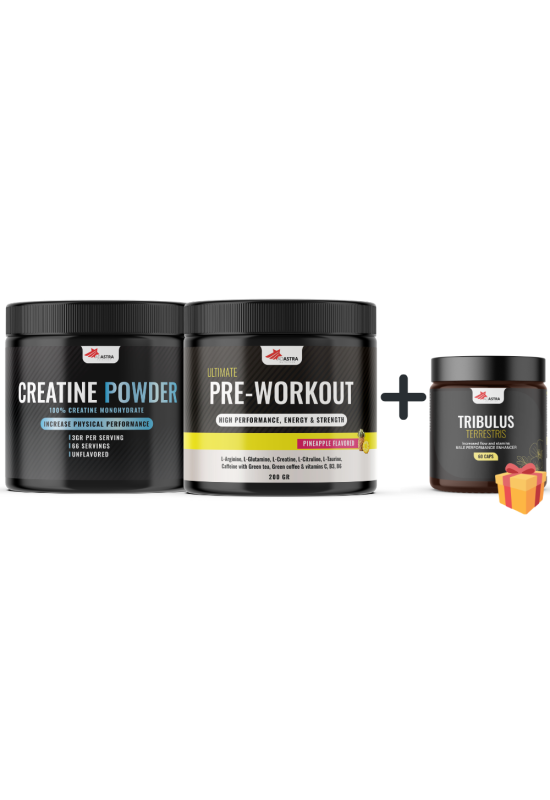 Pre Workout + Creatine Powder + Tribulus Terrestris(60cps)