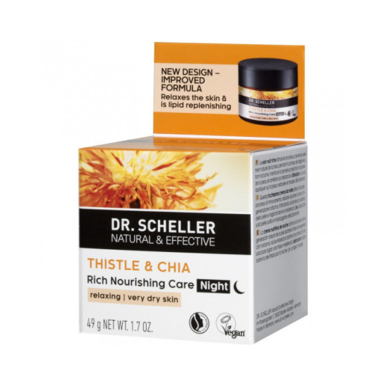 DR.SCHELLER Интензивна ноќна крема со магарешки трн и чиа за сува кожа – 49мл