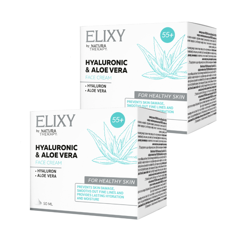 ELIXY Hyaluronic&Aloe vera Face cream 55+ (1+1) - крема за нега на кожа