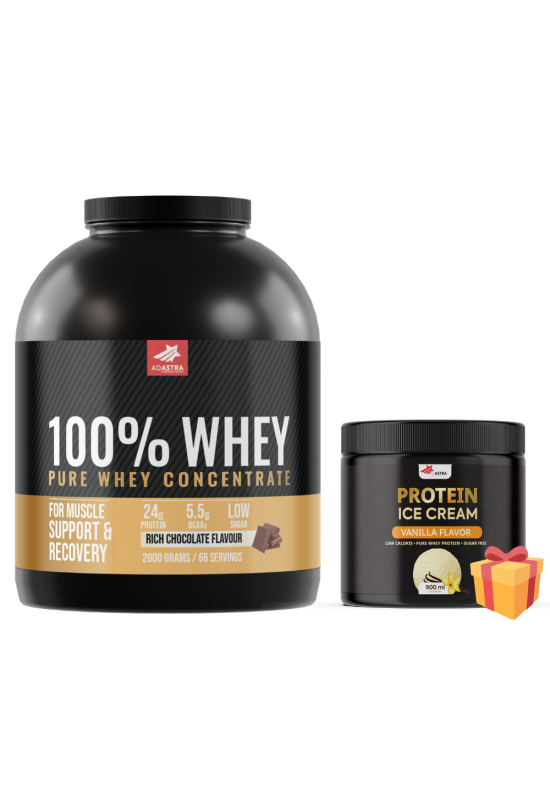 100% WHEY Protein (2000gr) - со вкус на чоколадо + Protein Ice Cream 