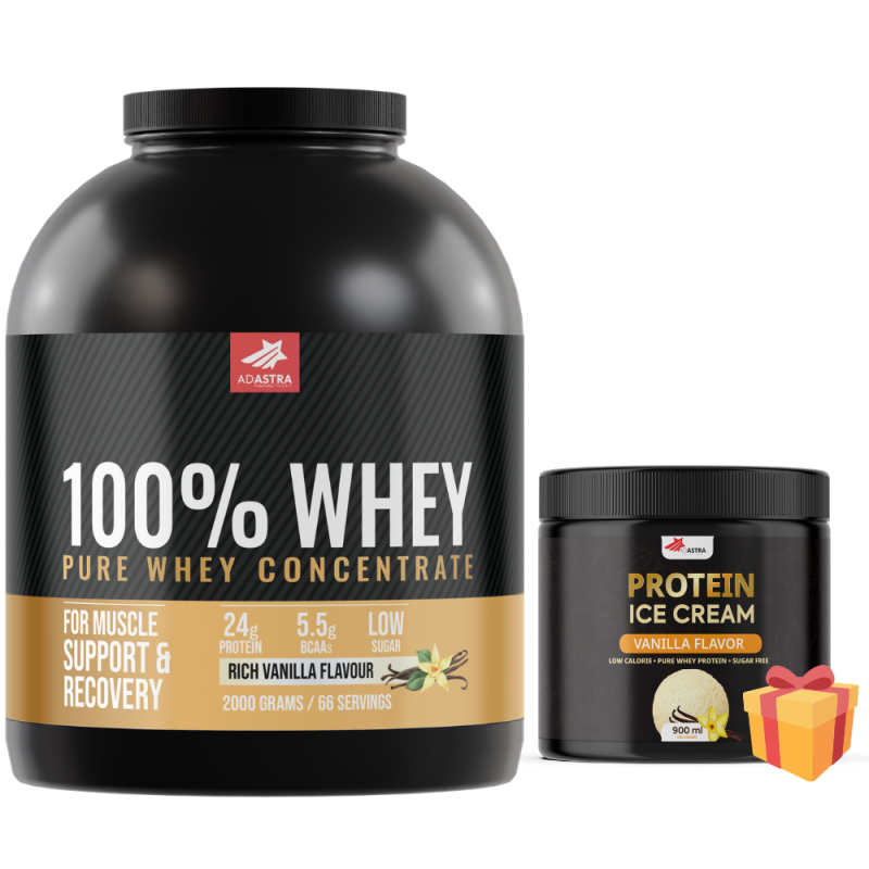 100% WHEY Protein, (2000g) - со вкус на ванила + Protein Ice Cream 