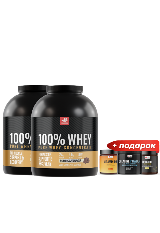 2X WHEY + ПОДАРОК Vitamin D3 (90 tbl.) + Creatine + Tribulus 