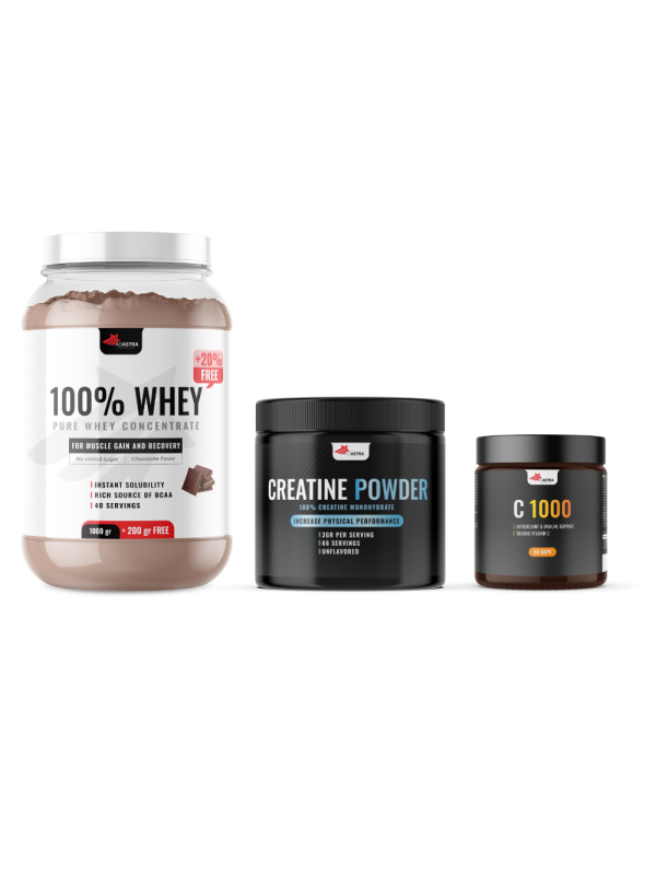 100% WHEY Protein + Creatine + C 1000