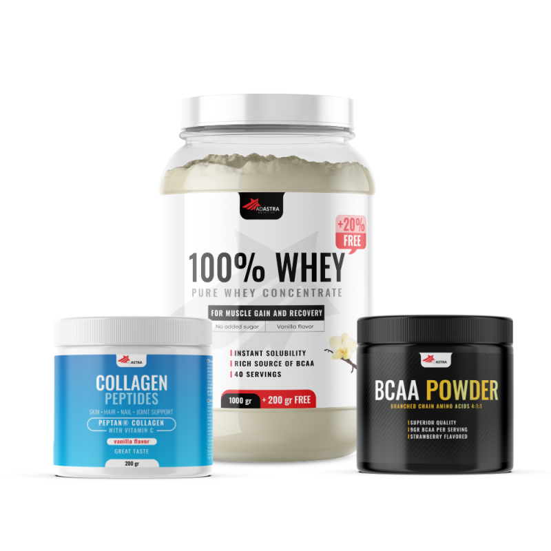 100% WHEY Protein (1500g) + COLLAGEN PEPTIDES + гратис BCAA 