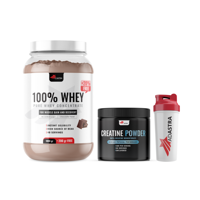 100% WHEY Protein (1500g) + подарок Creatine + Shaker - со вкус на чоколадо  