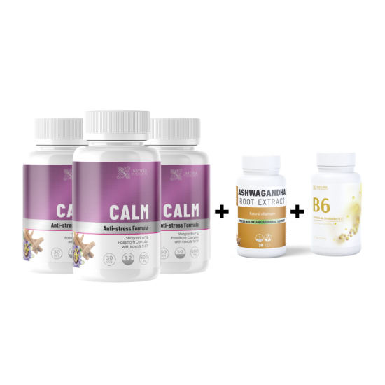 CALM (2+1) + Ashwagandha Root extract + Vitamin B6 (gift) - preparation with a special medical purpose for dietary regulation of anxiety, stress and mood disorders