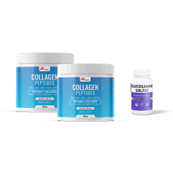COLLAGEN PEPTIDES  (1+1) + подарок Glucosamine Sulfat - додаток на исхраната во прав со колагенски пептиди и витамин Ц, наменет за одржување на здравјето на кожата, зглобовите, мускулите и коските