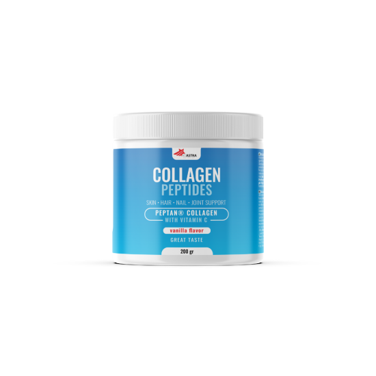 COLLAGEN PEPTIDES -  додаток на исхраната во прав со колагенски пептиди и витамин Ц, наменет за одржување на здравјето на кожата, зглобовите, мускулите и коските.
