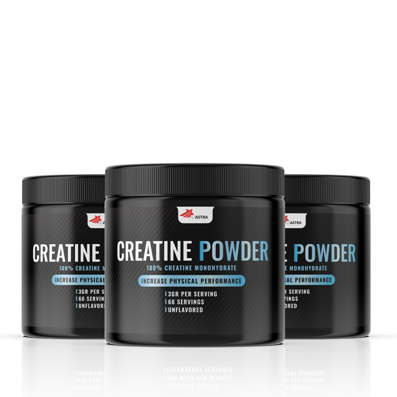 CREATINE MONOHYDRATE  (2+1) - додаток на исхраната во прав со креатин кој е наменет за зголемување на силата и поддршка на растот на мускулите.