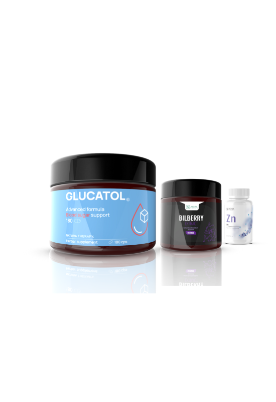 GLUCATOL (180cps) + Billbery extract (90cps) + Zinc (30cps) GLUCATOL (180cps) + Billbery extract (90cps) + Zinc (30cps)