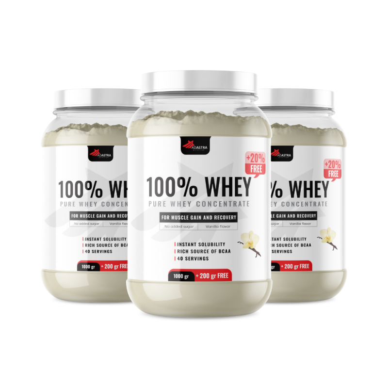 100% WHEY Protein (2+1) + подарок - со вкус на ванила